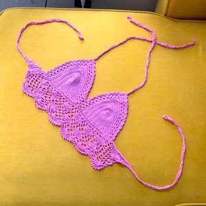 3/$15 Pink Crochet Halter Crop Smallz